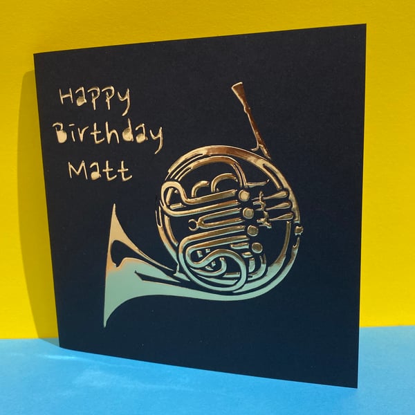 Personalised French Horn Birthday Card