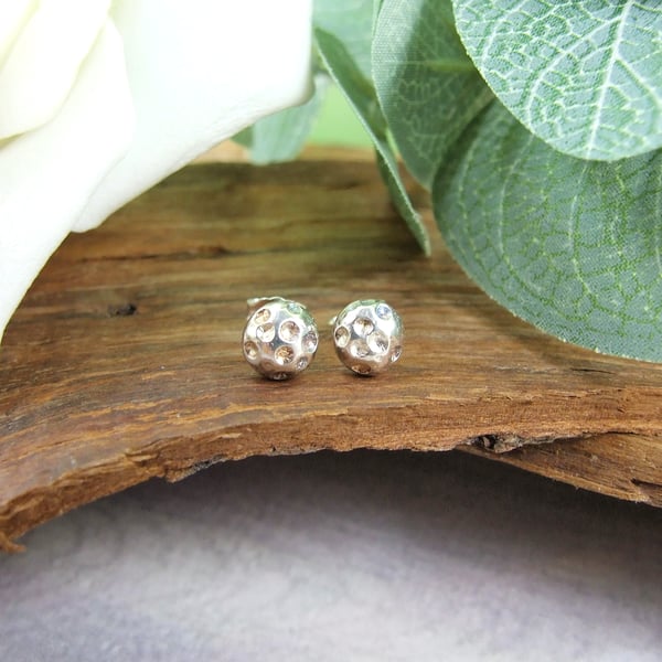 Astral Earrings. Recycled Sterling Silver Studs, 10mm Round Stud Earrings