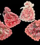 Set of 4 Handmade Reusable Fabric Gift Bags with Crochet Seams and Tie Closures