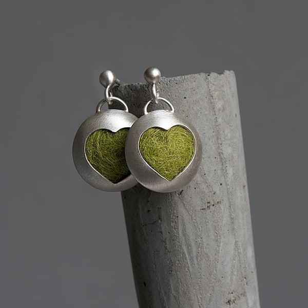 Green Heart Stud Earring