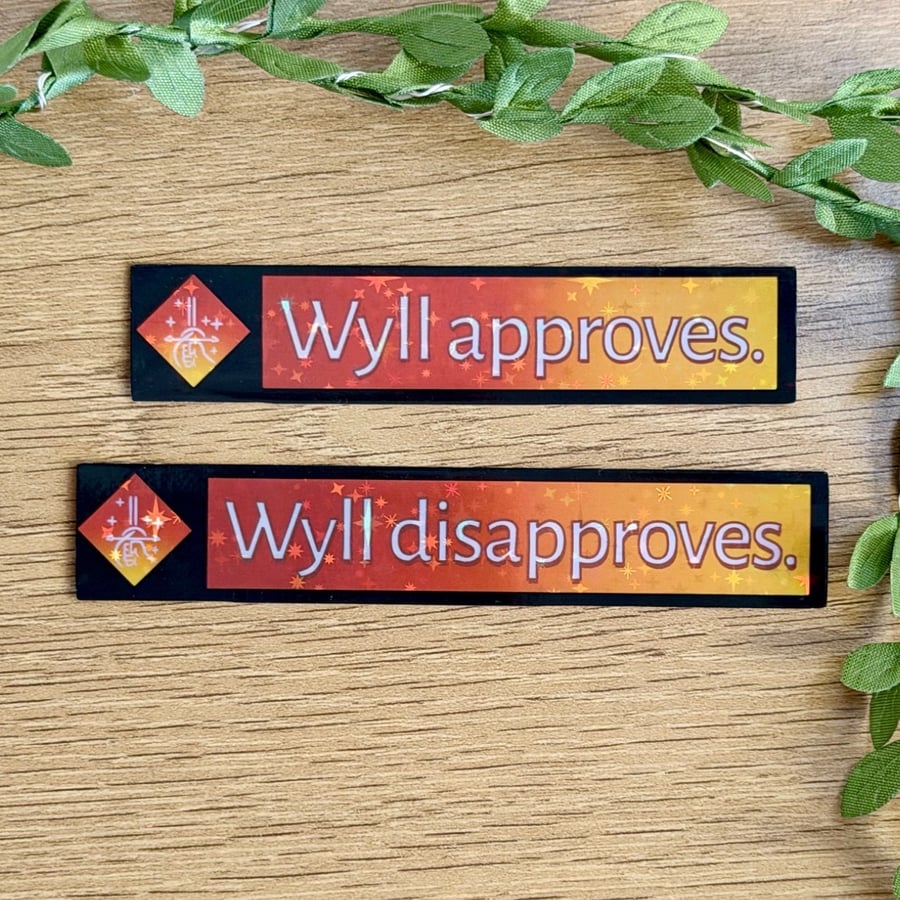 Wyll Approves Disapproves Sticker Set - Holographic Vinyl RPG Decals