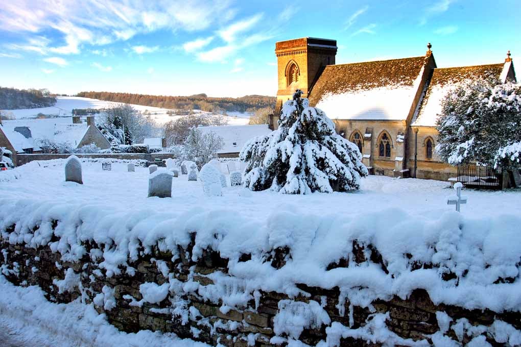 Snowshill St Barnabas Church In The Snow Cotswolds Photograph Print