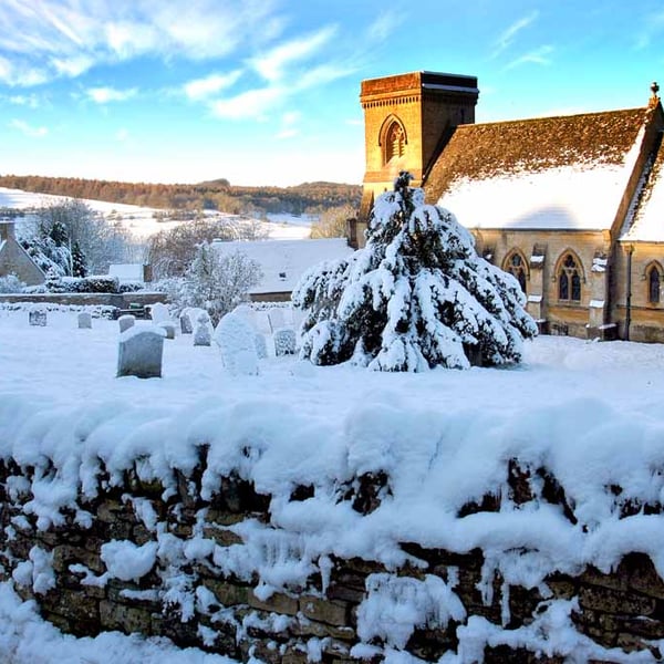 Snowshill St Barnabas Church In The Snow Cotswolds Photograph Print