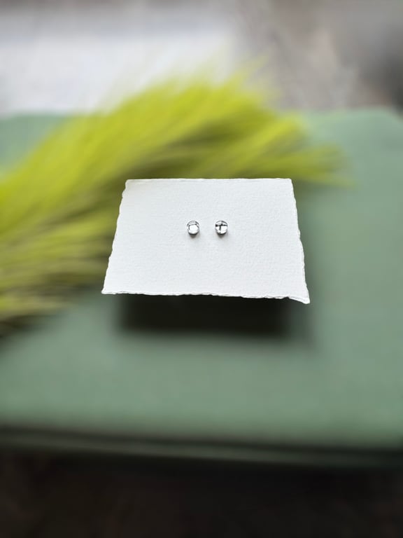 Silver Acrylic Micro Circle Stud Earrings