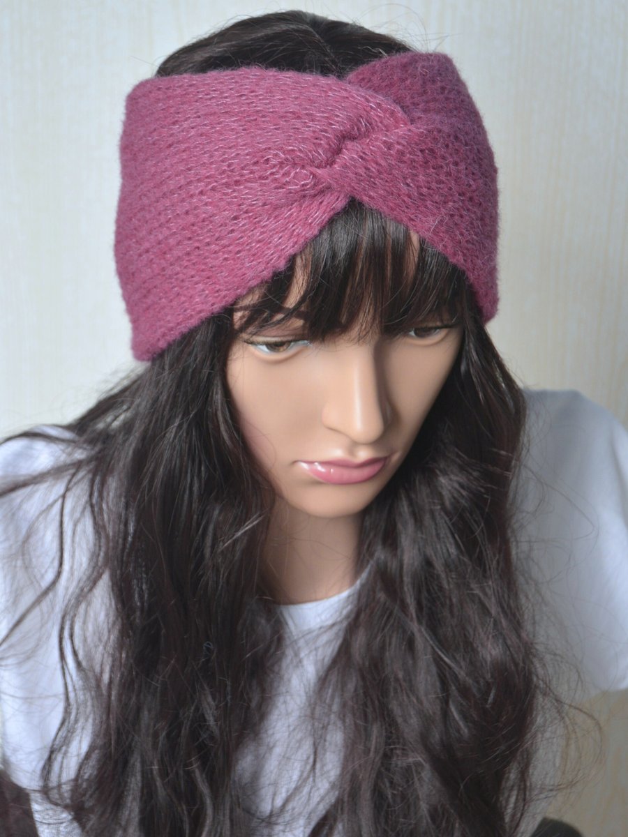 Knitted Headband Earwarmer Soft Alpaca Silk Fandango Pink Letterbox Gift
