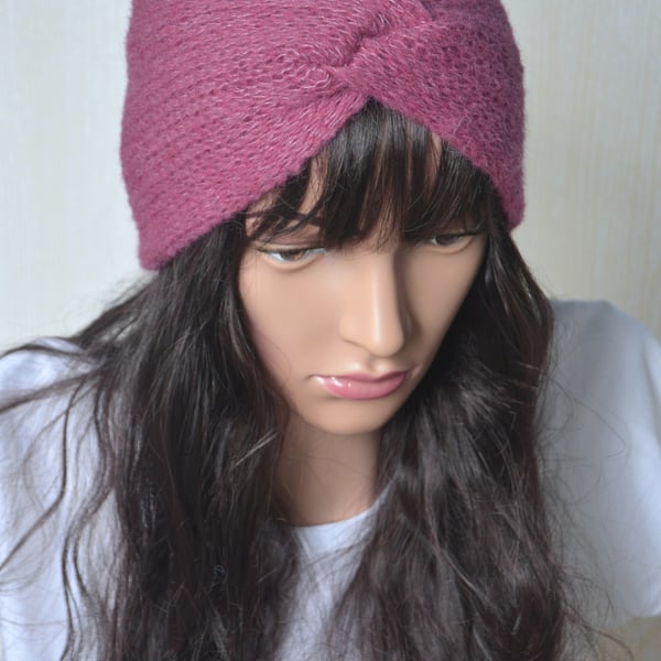 Knitted Headband Earwarmer Soft Alpaca Silk Fandango Pink Letterbox Gift
