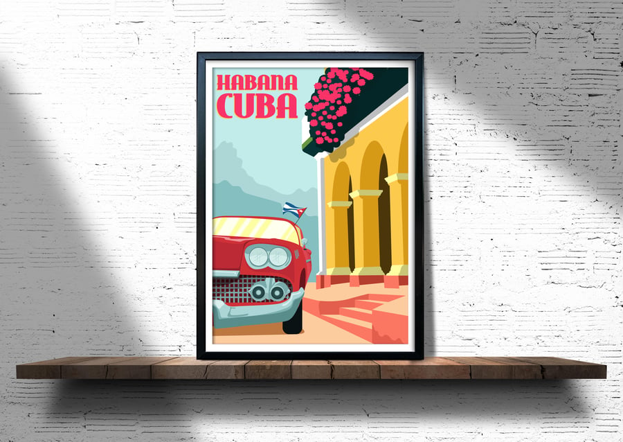 Habana retro travel poster, Cuba travel poster