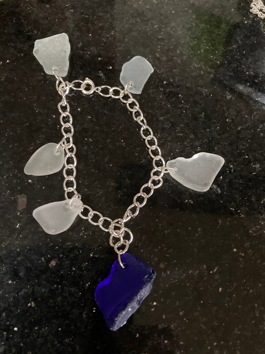 Silver plate and seaglass bracelet