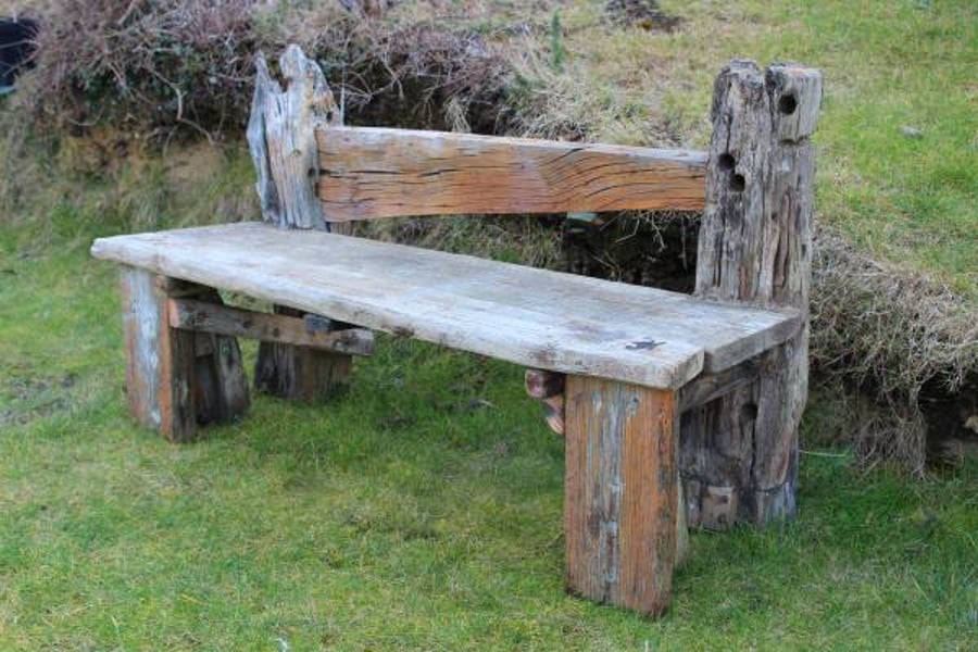 Driftwood Garden Bench, Drift Wood garden seat, Drift Wood Garden Bench 