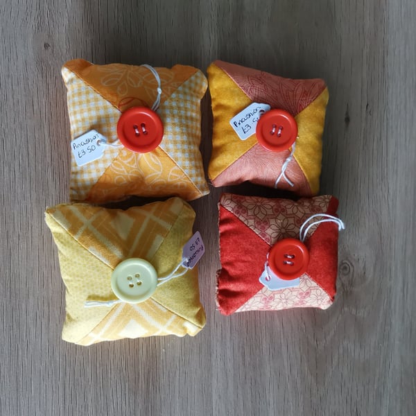 Handmade Fabric Patchwork Style Pin Cushion - Sewing Acessory