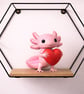 Handmade Axolotl Holding Heart Sculpture