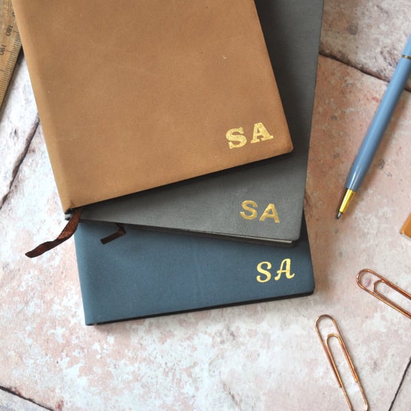 Personalised Initial Leather Notebook