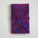 Embroidered notebook cover.  Pink machine embroidery cover and A6 notebook