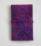 Notebook embroidered cover.  Pink fabric embroidery A6 notebook - Image 1