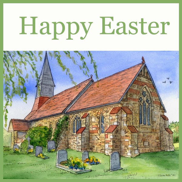 Easter Card of St Lawrence and All Saints Church Steeple 