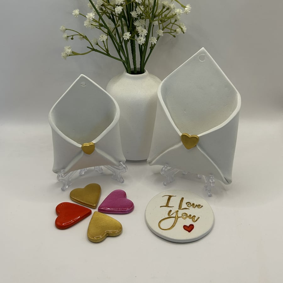 Clay Hanging Envelope – Love Token, Hearts or Affirmation Holder