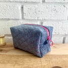 Quilted Denim Boxy Make Up Bag
