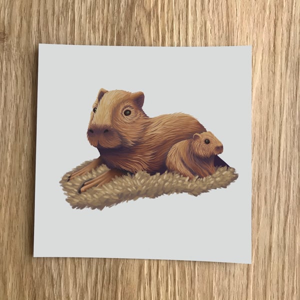 Capybara Square Post Card Print