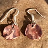 Textured Copper Disc Drop Earrings - UK Free Post