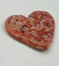Medium Bright Copper Leaf Sprig Texture Heart Shaped Ceramic Button - Image 4