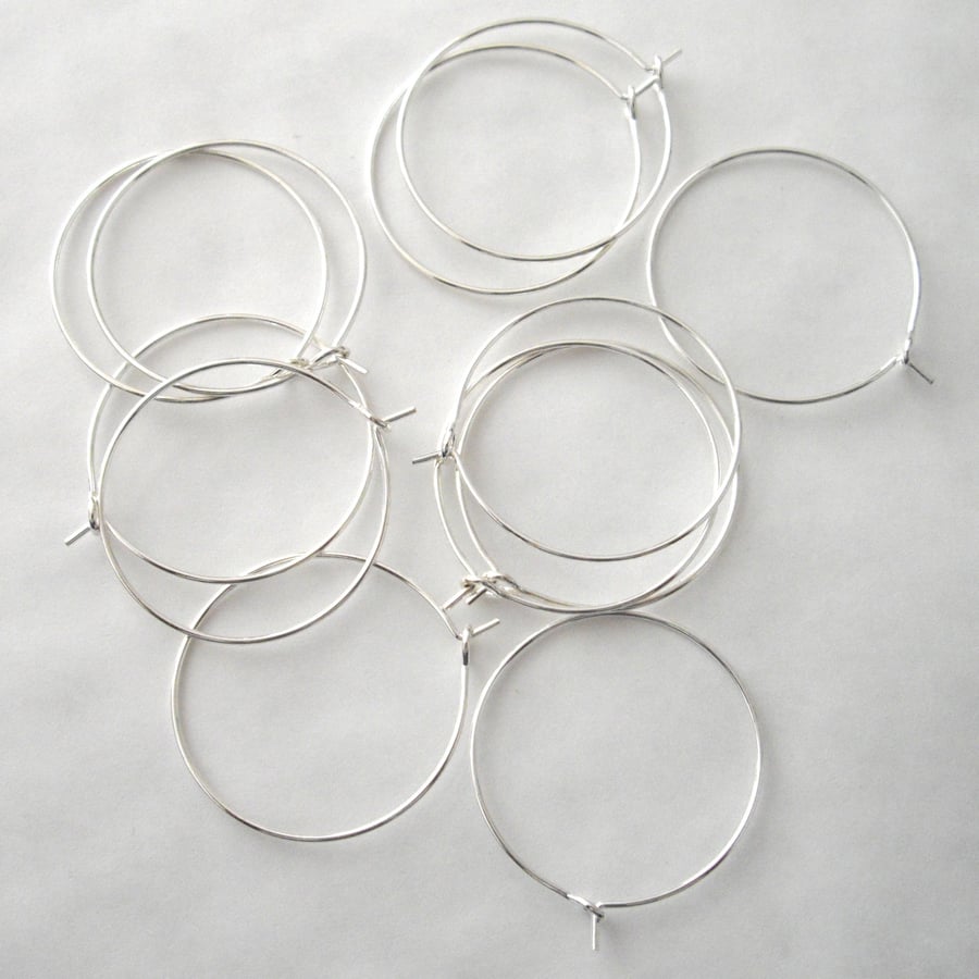 12 x Silver Plated 25 mm Wine Glass Charm - Earring Hoops