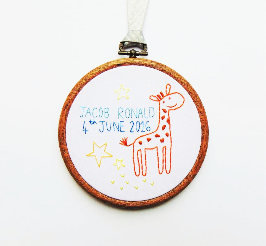 Baby Gift, Giraffe Nursery Decor, Personalised Baby's 1st Birthday Gift 