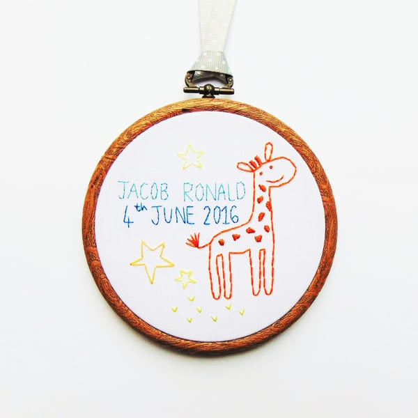 Baby Gift, Giraffe Nursery Decor, Personalised Baby's 1st Birthday Gift 