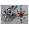 Shiny White Dichroic Star Stained Glass Suncatcher 006 Light Red