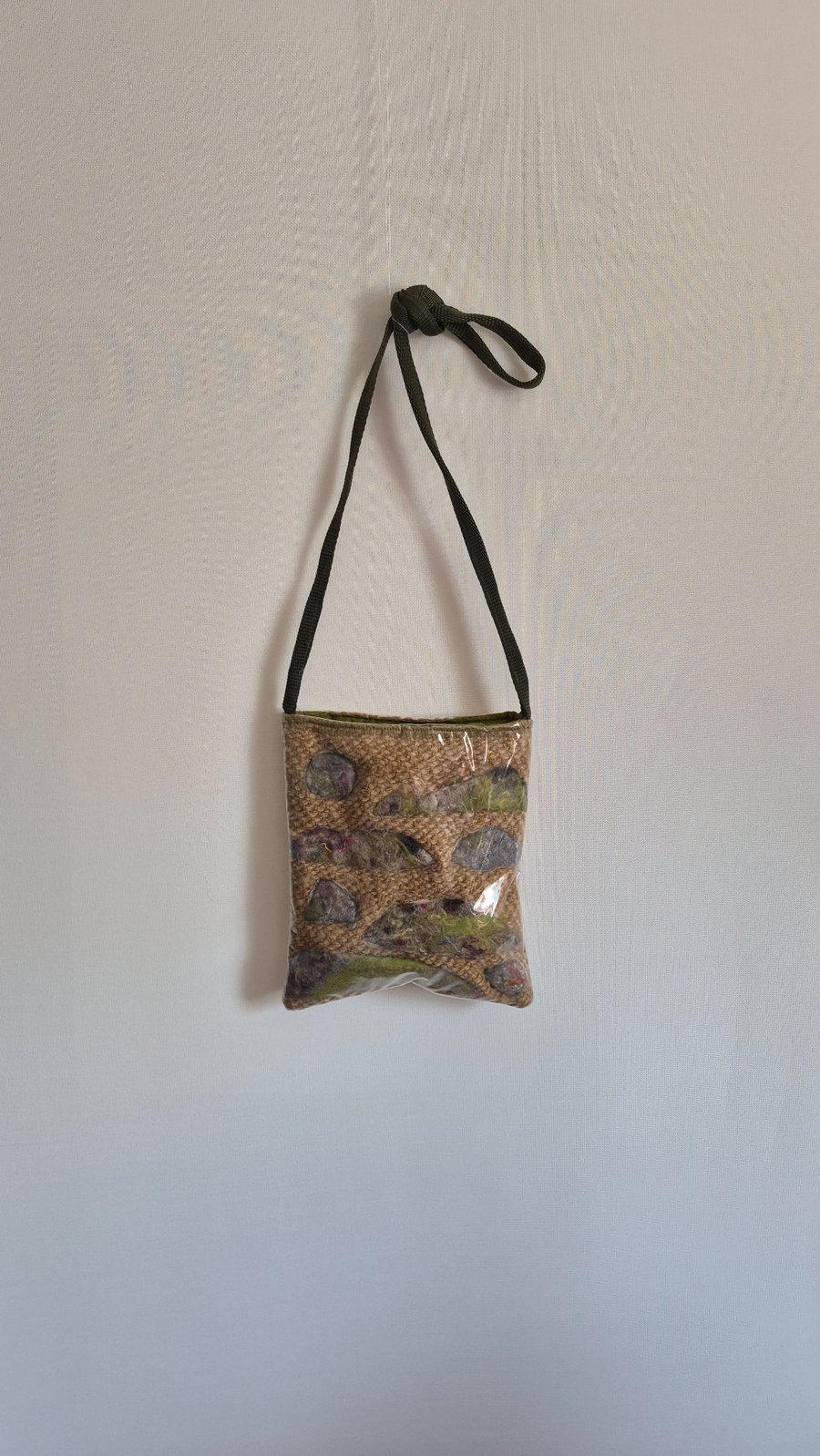 41.SUMMER SECONDS. Handwoven Bag With Felted Design.  PVC Top Layer.