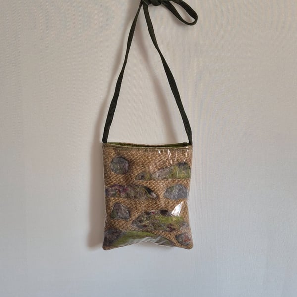 41.SUMMER SECONDS. Handwoven Bag With Felted Design.  PVC Top Layer.