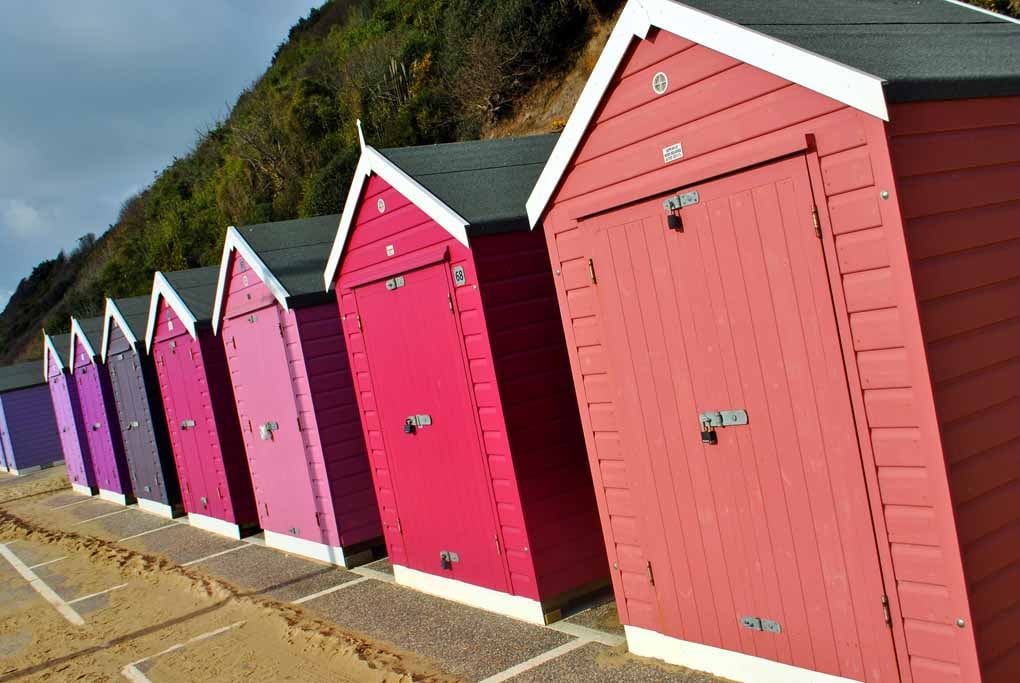 Bournemouth Beach Huts Dorset England UK 18"X12" Print