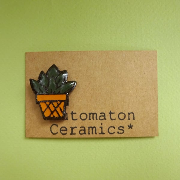 Small ceramic succulent pin badge