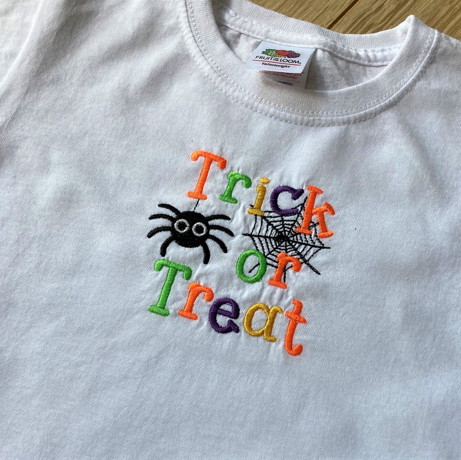 Child's Trick or Treat embroidered t shirt - age 2 - 3 years