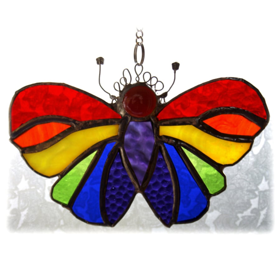 Butterfly Suncatcher Stained Glass Rainbow Handmade 031
