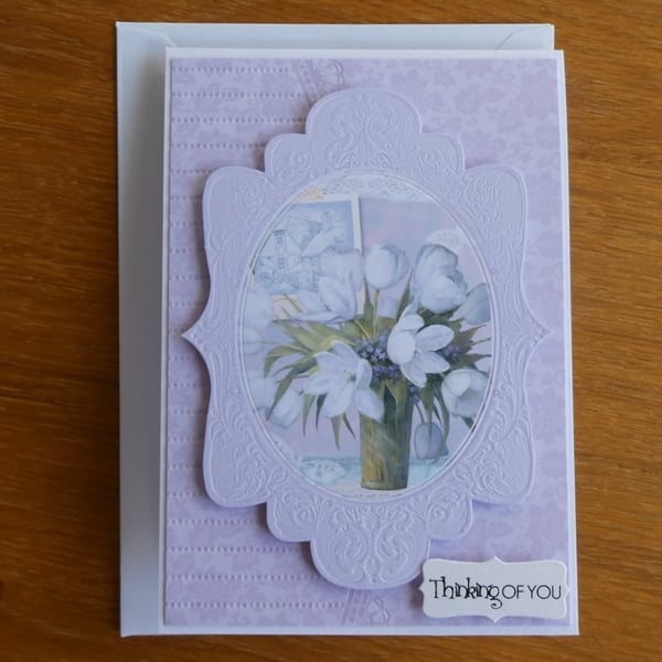 Thinking of You Card - Lilac with Tulips