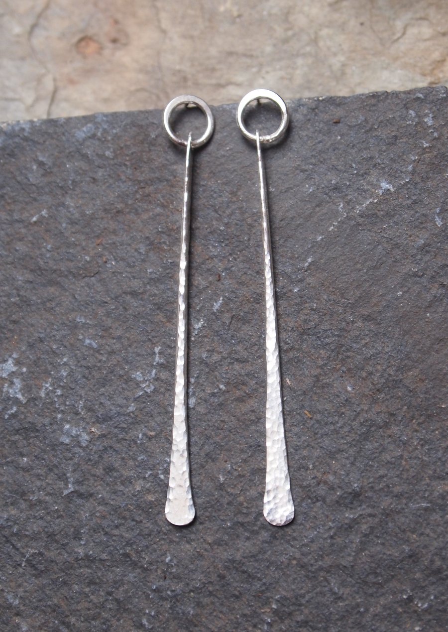 sterling silver earrings, stud earrings, forged silver