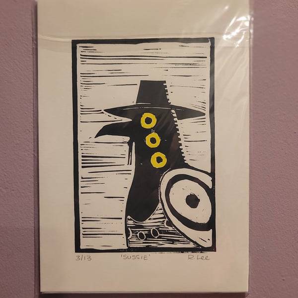 Sussie K-Pop Magpie A5 Lino Print 