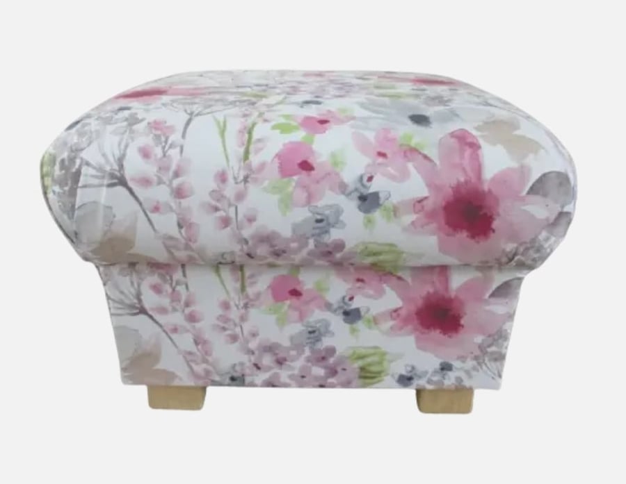 Storage Footstool Fryetts Felicity Floral Fabric Pouffe Pink Flowery Lilac 
