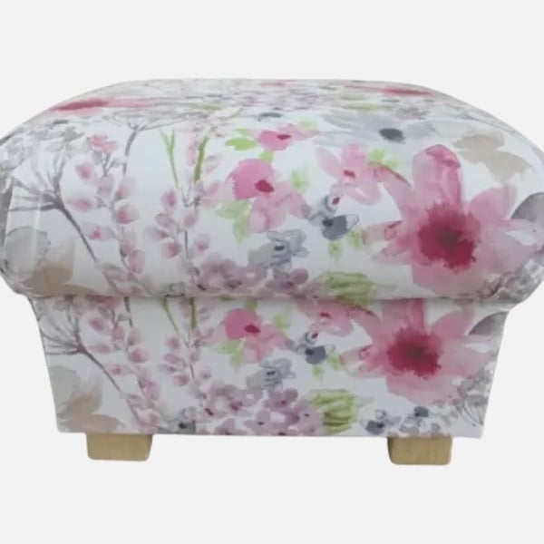 Storage Footstool Fryetts Felicity Floral Fabric Pouffe Pink Flowery Lilac 