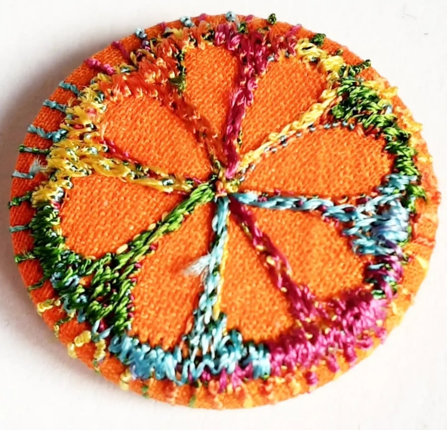 Buttons 1 inch button Hand Dyed Silks and Cottons Free Machine Embroidery Button