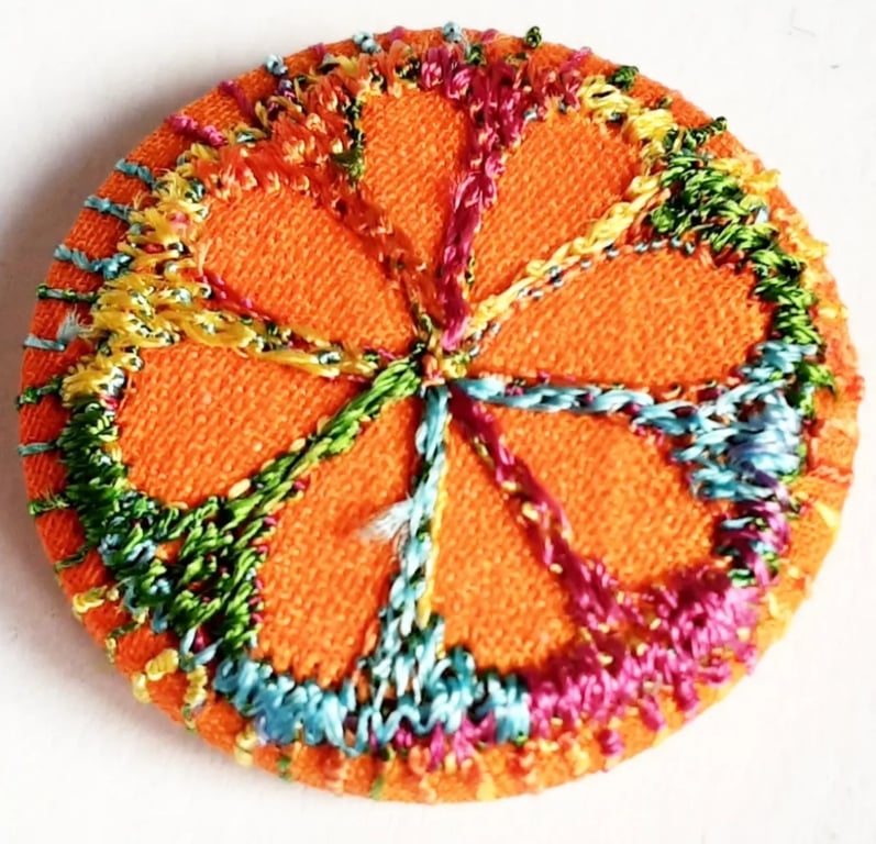 Buttons 1 inch button Hand Dyed Silks and Cottons Free Machine Embroidery Button