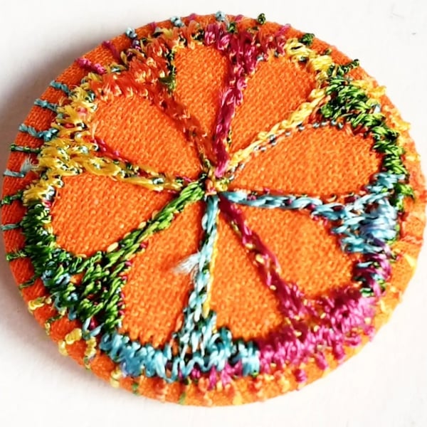 Buttons 1 inch button Hand Dyed Silks and Cottons Free Machine Embroidery Button