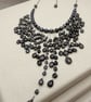 Cascading Sparkle Necklace With Black Pearls and Black Spinel - Image 9
