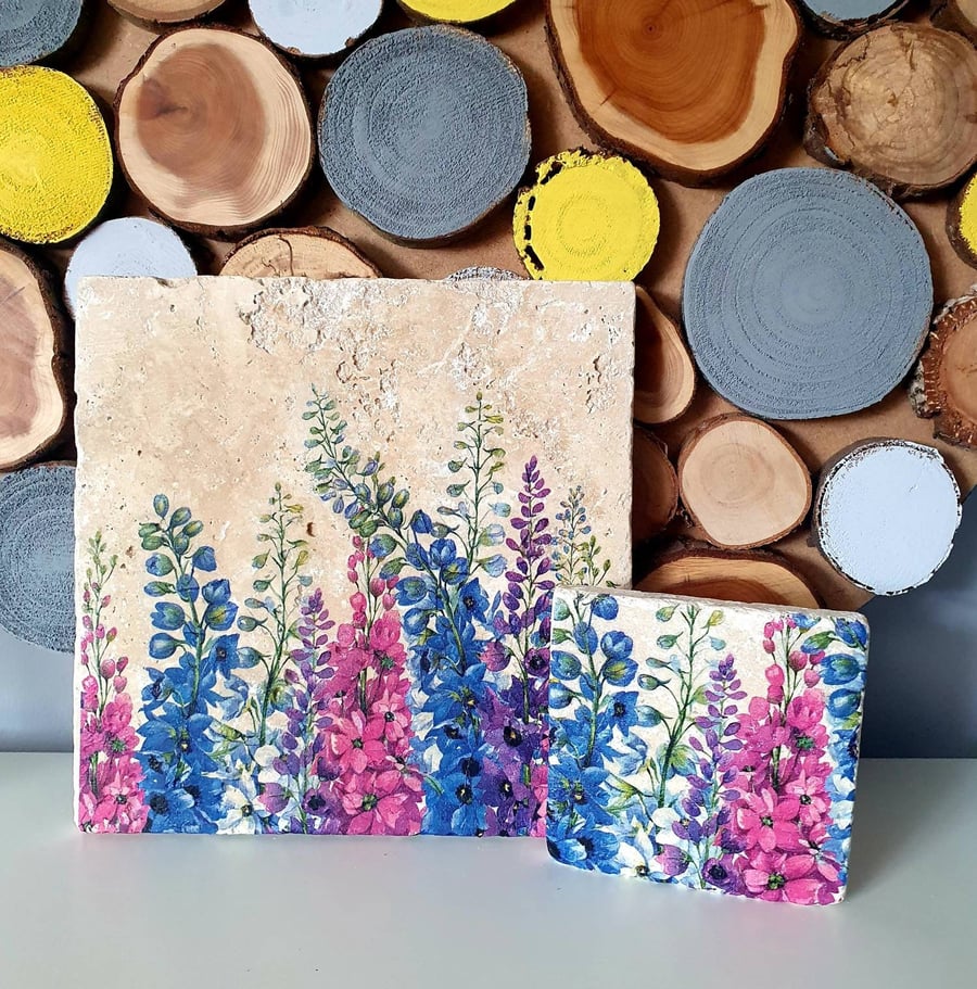 Handmade Stone placemat and coaster set Floral Natural stone placemats