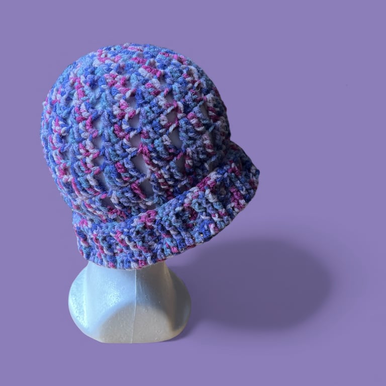 Crocheted Spiral Gap Beanie Hat