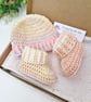 Custard Pie Crochet Baby Hat & Booties Set - Newborn & 0-3 Months