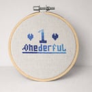 'One-derful’ First Birthday Cross Stitch Blue 