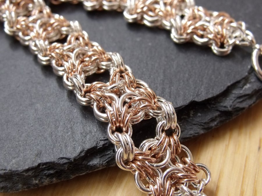 Sterling Silver and Rose Gold Celtic Knot Bracelet