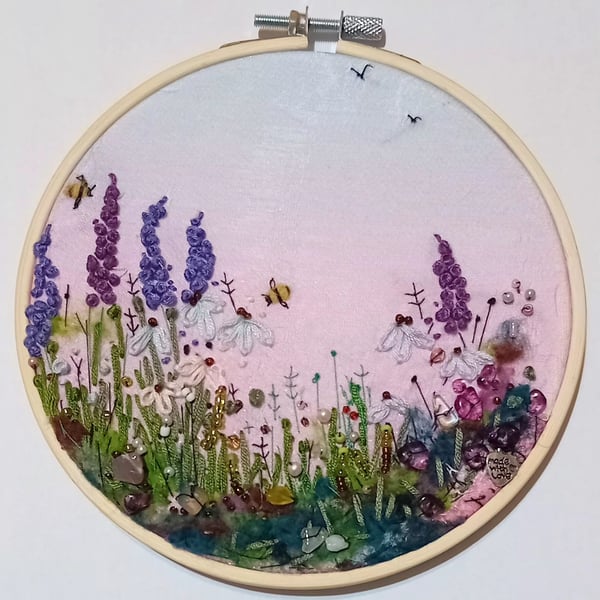 ,SUMMER TIME, original, handmade, embroidered picture 