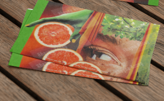 'Suffused' card printed from handmade collage 